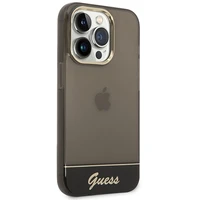 Guess GUHCP14LHGCOK iPhone 14 Pro 6.1 juodas / juodas kietasis dėklas permatomas
