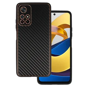 TEL PROTECT Leather Carbon dėklas telefonui Xiaomi Redmi Note 11 5G/Note 11S 5G/Poco M4 Pro 5G juodas