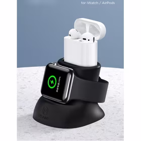 Dėklas USAMS "ZJ051" juodas 2in1 (skirtas iWatch / AirPods įkrovikliams) silikoninis juodas
