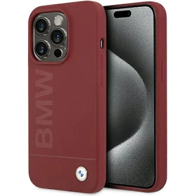 BMW silikoninis didelis logotipas magnetinis dėklas telefonui iPhone 15 Pro - raudonas