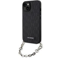 Karl Lagerfeld KLHCP14SSACKLHPK iPhone 14 6.1" juodas/juodas hardcase Saffiano Monograma Grandinė