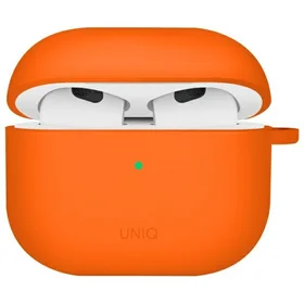 Uniq Nexo AirPods 4 + ausų kabliukų silikoninis dėklas - oranžinis