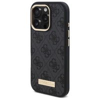 Guess 4G Logotipo plokštelė Magnetinis dėklas telefonui iPhone 16 Pro - juodas
