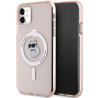 Karl Lagerfeld IML Choupette Magnetinis dėklas iPhone 11 / Xr - rožinis