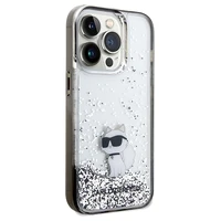 Karl Lagerfeld Liquid Glitter Choupette dėklas telefonui iPhone 14 Pro - permatomas