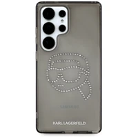Karl Lagerfeld dėklas telefonui su kalnų krištolais Karl Head logotipu Samsung Galaxy S25 Ultra juodas