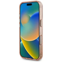 Guess IML Metal Glitter 4G Circle Triangle Magnetinis dėklas telefonui iPhone 16 Pro - rožinis