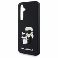 Karl Lagerfeld 3D guminis Karl&Choupette dėklas telefonui Samsung Galaxy S24 FE - juodas