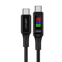 Acefast C7-03 USB-C USB-C 100W 1.2m kabelis su ekranu - juodas