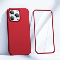 Joyroom 360 pilnas dėklas su priekiniu ir galiniu dangteliu iPhone 13 Pro + grūdinto stiklo apsauginis stiklas raudonas (JR-BP935 red)