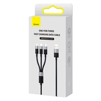 3in1 USB - micro USB / Lightning / USB-C 3.5A 1.2m kabelis Baseus StarSpeed - juodas