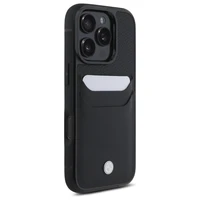 BMW odinis dėklas su kortelių skyriumi iPhone 16 Pro Max - juodas