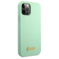 Guess GUHCP12MLSLMGGN iPhone 12/12 Pro 6.1" žalias Metal Logo Script