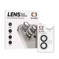 Grūdintas stiklas Tel Protect 3D objektyvo apsaugai ant kameros iPhone 16/16 Plus juodi (lęšiai 2 vnt.)