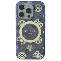 Guess GUHMP16XH4PYEEB iPhone 16 Pro Max 6.9" mėlynas/mėlynas kietas dėklas IML Peony On 4G Background Magnetinis
