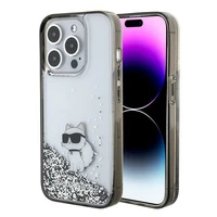Karl Lagerfeld Liquid Glitter Choupette dėklas telefonui iPhone 15 Pro Max - skaidrus