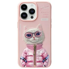Nimmy Cool&Cute 2.0 katės dėklas iPhone 15 Pro - rožinis