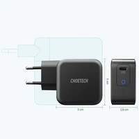 "Choetech GaN" C tipo USB sieninis įkroviklis 61W Power Delivery juodas (Q6006)