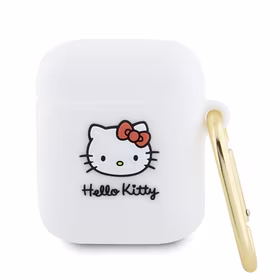 Hello Kitty Silikoninis 3D Kitty galvos dėklas AirPods 1/2 - Balta