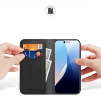 Dux Ducis Hivo dėklas telefonui iPhone 16 Pro su atverčiamu dangteliu ir RFID apsauga - juodas
