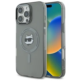 Karl Lagerfeld IML Metal Choupette Head Magnetinis dėklas telefonui iPhone 16 Pro Max - juodas