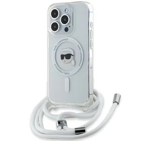 Karl Lagerfeld Crossbody IML Karl Head Magnetinis dėklas telefonui iPhone 15 Pro – permatomas