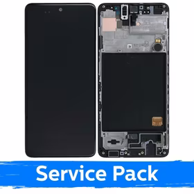 Ekranas skirtas Samsung A515 A51 juodas su rėmeliu (Service Pack)