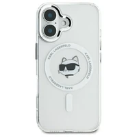 Karl Lagerfeld IML Metal Choupette Head magnetinis dėklas telefonui iPhone 16 Plus - baltas