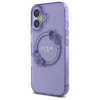 Guess IML Gėlių Vainikas Magnetinis dėklas iPhone 16 - violetinė