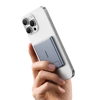 Baseus PicoGo AM31 Qi2 5000mAh 20W itin plona MagSafe suderinama išorinė baterija su stovu ir Baseus Simple USB-C 20cm pintu laidu - pilka