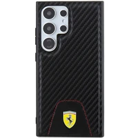 Ferrari Carbon Stitched Bottom dėklas telefonui Samsung Galaxy S24 Ultra - juodas