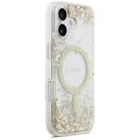 Guess Resin Bottom Glitter Magnetinis dėklas telefonui iPhone 17 - auksinė