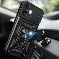 Hybrid Armor Camshield šarvuotas dėklas telefonui iPhone 16 Plus su kameros dangteliu ir stovu - juodas