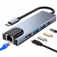 HUB Tech-Protect V3 5in1 USB-C - USB-A 3.0 / USB-A 2.0 / USB-C / HDMI / RJ45 - pilkas