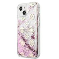 Guess GUHCP13SLGPEPI iPhone 13 mini 5.4" rožinis/rožinis kietas dėklas Peony Liquid Glitter