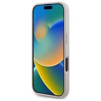 Guess Saffiano bijūno klasikinio logotipo magnetinis dėklas telefonui iPhone 16 - rožinė