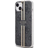 Guess IML 4G Gold Stripe dėklas telefonui iPhone 15 Plus / 14 Plus - juodas