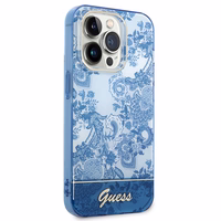 Guess GUHCP14LHGPLHB iPhone 14 Pro 6.1 mėlynas / mėlynas kietasis dėklas Porcelain Collection