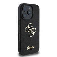 Guess Fixed Glitter Big 4G dėklas telefonui iPhone 16 Pro - juodas
