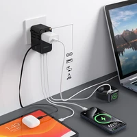 Kelioninis adapteris Choetech PD5020 35W EU/US/AUS/UK su integruotu USB-C laidu (juodas)