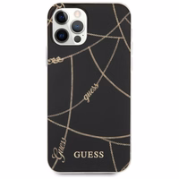 Guess Gold Chain Collection dėklas telefonui iPhone 12 Pro Max 6.7" - Juodas