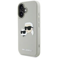 Karl Lagerfeld HC 3D guminis dvigubų galvų iPhone 16 dėklas - smėlio spalvos