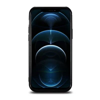 iCarer odos vaško dėklas padengtas natūralia oda iPhone 12 Pro Max juodas (ALI1206-BK)