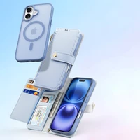 Dux Ducis Lawa iPhone 16 odinis dėklas su nuimama magnetine pinigine - mėlynas