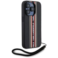 Karl Lagerfeld Saffiano Athleisure Stripes Cord Dėklas telefonui iPhone 15 Pro Max - raudonas