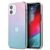 Guess GUHCP12S3D4GGBP iPhone 12 mini 5.4" mėlyna-rožinė/mėlyna ir rožinė kietas dėklas 4G 3D rašto kolekcija
