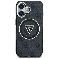 Guess IML Metal Glitter 4G Circle Triangle Magnetinis dėklas telefonui iPhone 16 - juodas