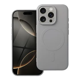 Silikoninis magnetinis dėklas telefonui, suderinamas su MagSafe, skirtas iPhone 16 Pro, titano spalvos