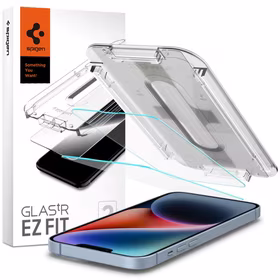 Spigen Glas.tR EZ Fit grūdintas stiklas iPhone 13 / 13 Pro / 14 / 16e – 2 vnt.