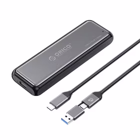Orico DDM2-C3-G2 M.2 NVME USB-A USB-C 3.2 10Gb/s diskų įrenginys - pilkas
